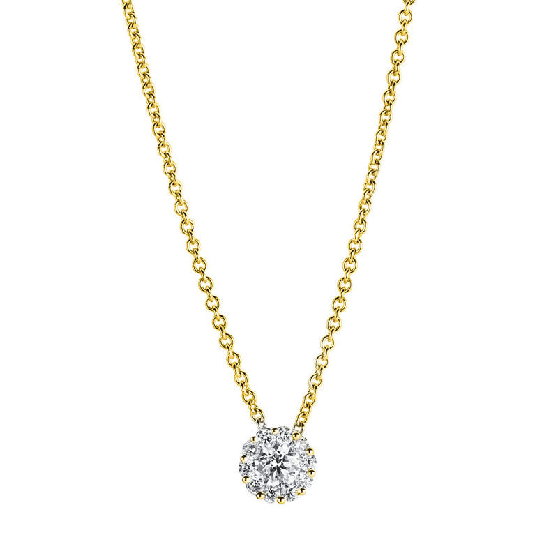Collier 14 kt GG, 1 Brill. 0,25 ct, TW-si, 10 Brill. 0,15 ct, TW-si