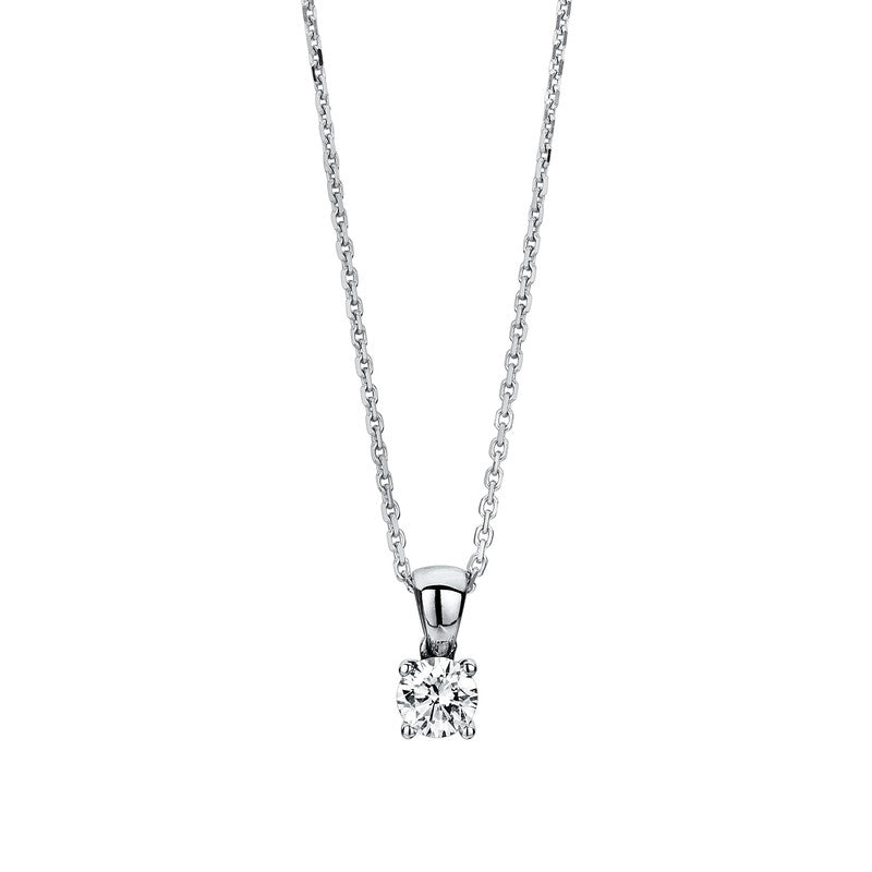 Collier 14 kt WG, Zwischenöse 42 cm, 1 Brill. 0,27 ct, TW-si