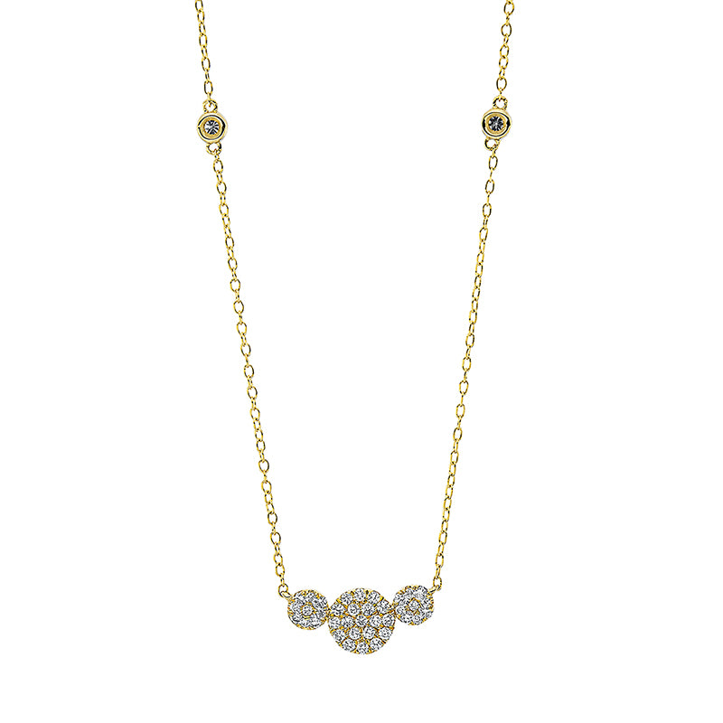 Collier 18 kt GG, mit ZÖ 38.1 cm + 40.6 cm, 39 Brill. 0,26 ct, TW-si