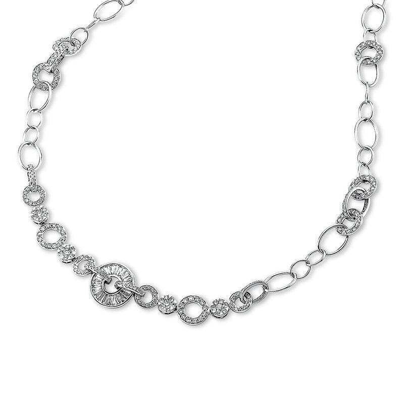 Collier 18 kt WG, 105 Trap. 2,89 ct, TW-si, 444 Brill. 5,90 ct, TW-si