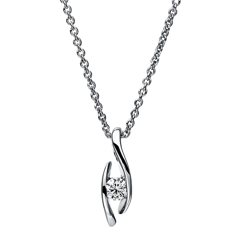 Collier 18 kt WG, 1 Brill. 0,15 ct, TW-si