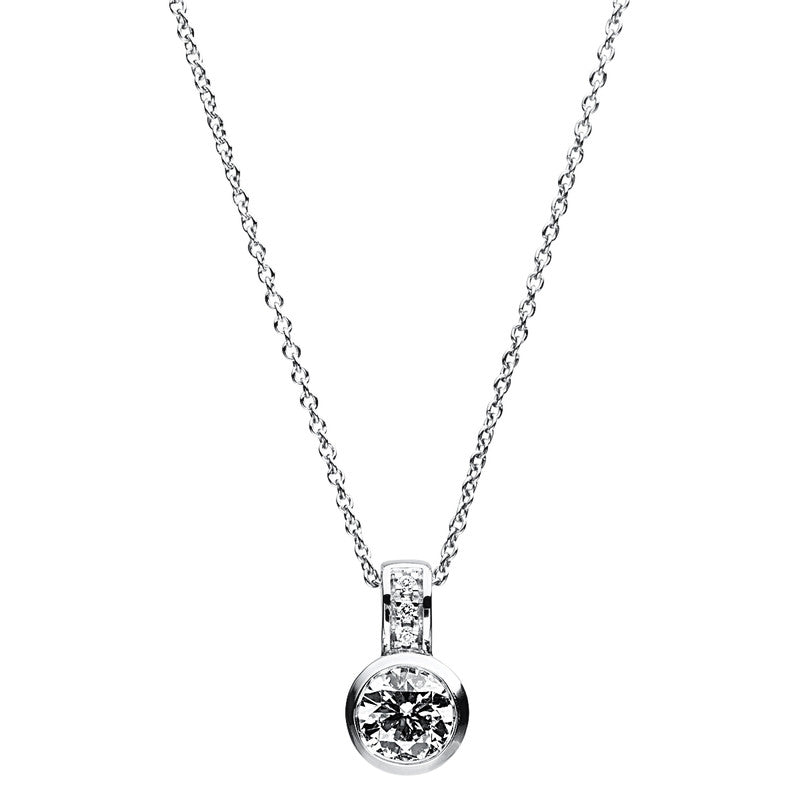 Collier 18 kt WG, Zwischenöse bei 40 cm, 1 Brill. 0,30 ct, TW-si, 3 Brill. 0,01 ct, TW-si