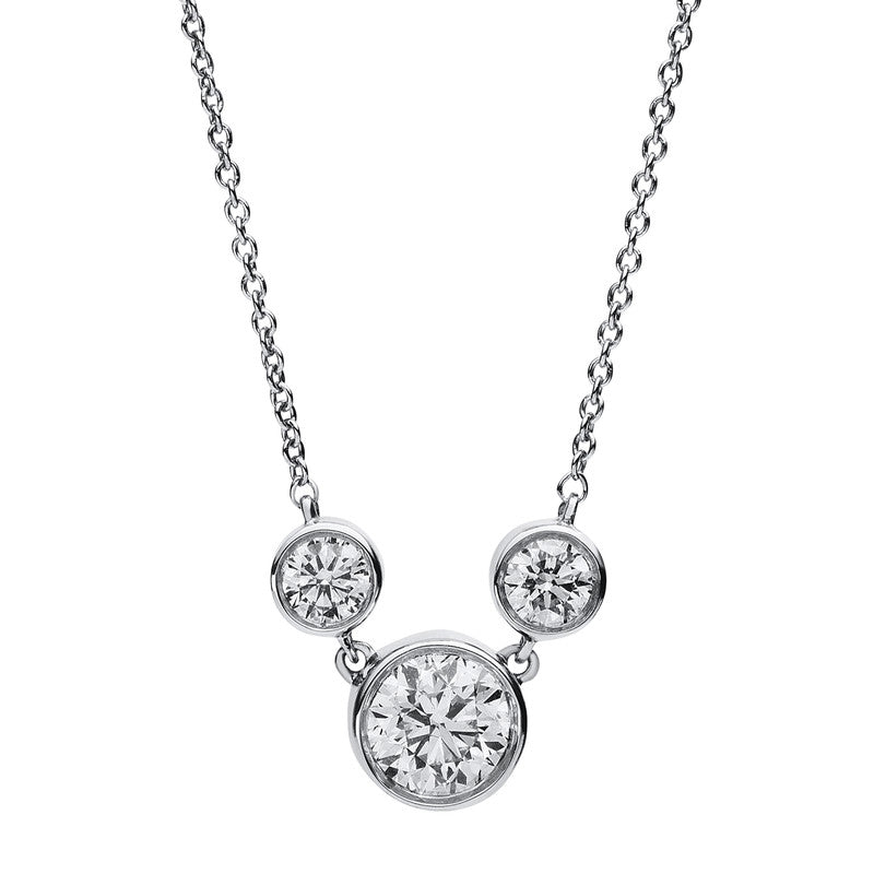 Collier 18 kt WG, ZÖ 40 cm, Anker, Karabiner, 2 Brill. 0,16 ct, TW-si, 1 Brill. 0,40 ct, TW-si