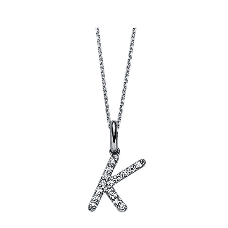 Collier 14 kt WG, mit Öse, 16 Brill. 0,07 ct, TW-si