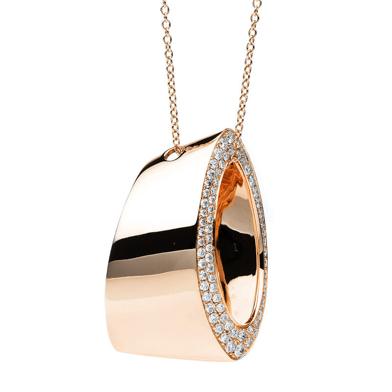 Collier 18 kt RG, Ankerkette, ZÖ 50 cm, 72 Brill. 0,90 ct, TW-si, L:55 cm
