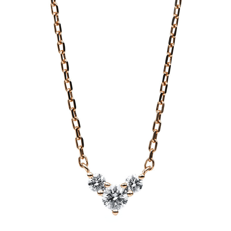 Collier 14 kt RG, ZÖ 40 + 42,5 cm, 1 Brill. 0,12 ct, TW-si, 2 Brill. 0,08 ct, TW-si