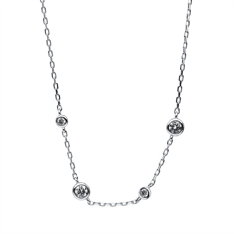Collier 14 kt WG, ZÖ 40 + 42,5 cm, 2 Brill. 0,16 ct, TW-si, 2 Brill. 0,05 ct, TW-si