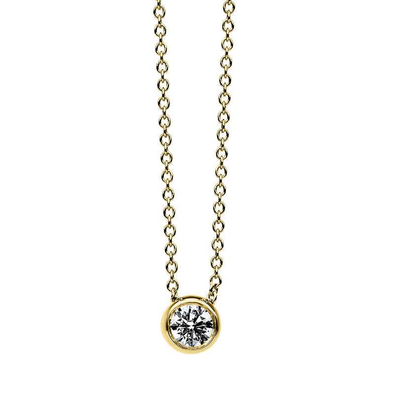 Collier 18 kt GG, mit ZÖ 40 cm + 43 cm, 1 Brill. 0,20 ct, TW-si