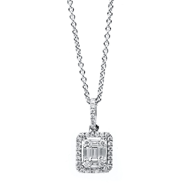 Collier 14 kt WG, 5 Bag. 0,11 ct, TW-si, 36 Brill. 0,12 ct, TW-si