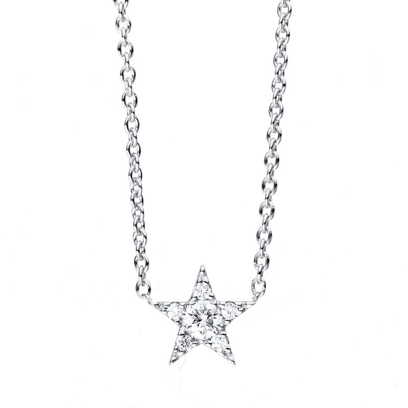 Collier 14 kt WG, 6 Brill. 0,10 ct, TW-si