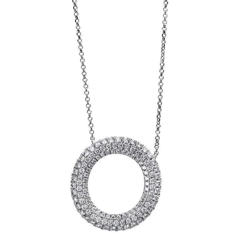 Collier 18 kt WG Kreis. mit ZÖ 38 cm + 40.6 cm. 114 Brillanten 1.01 ct. TW-si. H:21.0 mm. B:20.0 mm. L:42.0 cm