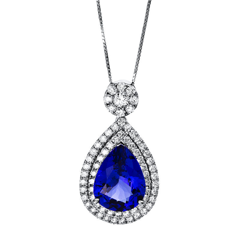 Collier 18 kt WG, 68 Brill. 1,05 ct, TW-si, 1 Tansanit 4,36 ct blau