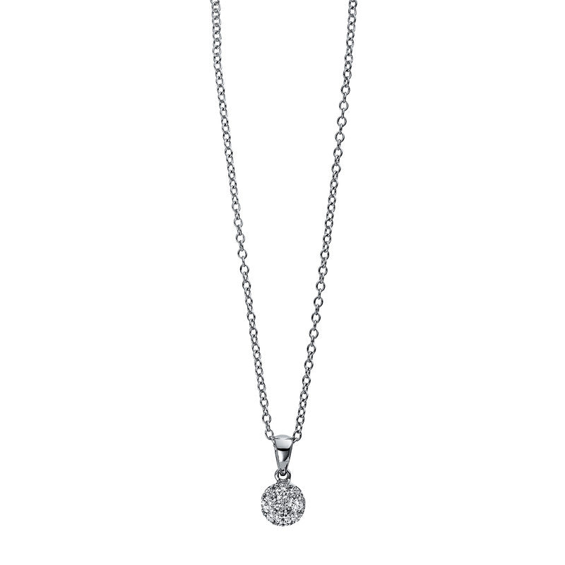 Collier 18 kt WG. Ankerkette. 9 Brillanten 0.27 ct. TW-si. L:45.7 cm