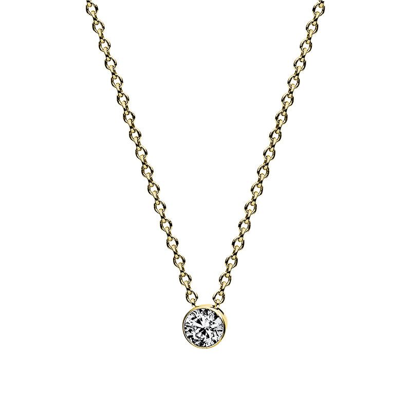 Collier 18 kt GG, 1 Brill. 0,10 ct, TW-si