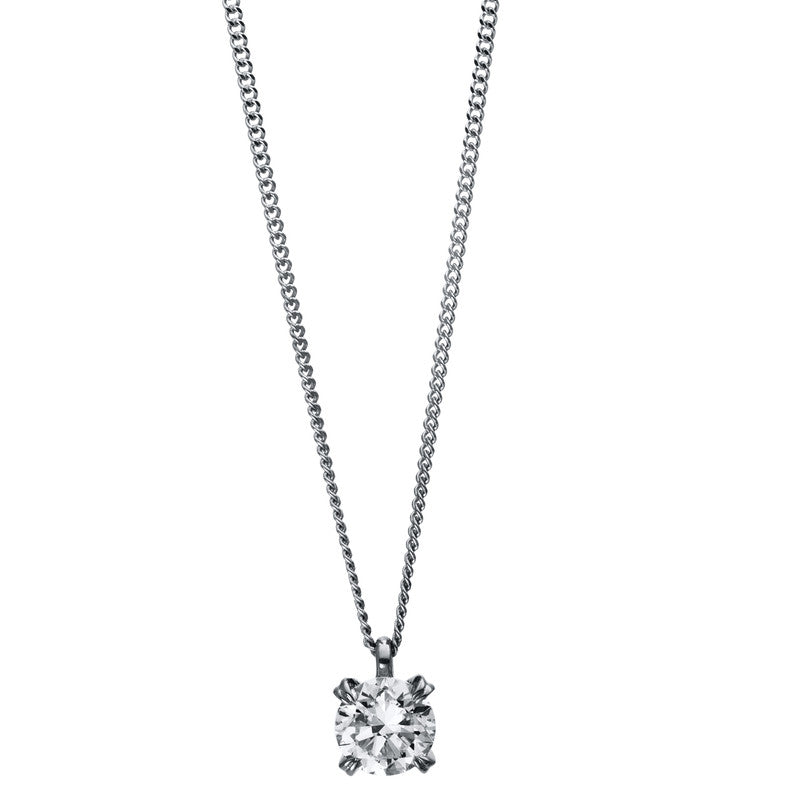 Collier 4er-Krappe 18 kt WG+P950. IIDGR6826610. 1 Brill. 0.43 ct. TW-si. H:4.7 mm. B:4.7 mm. L:43.0 cm