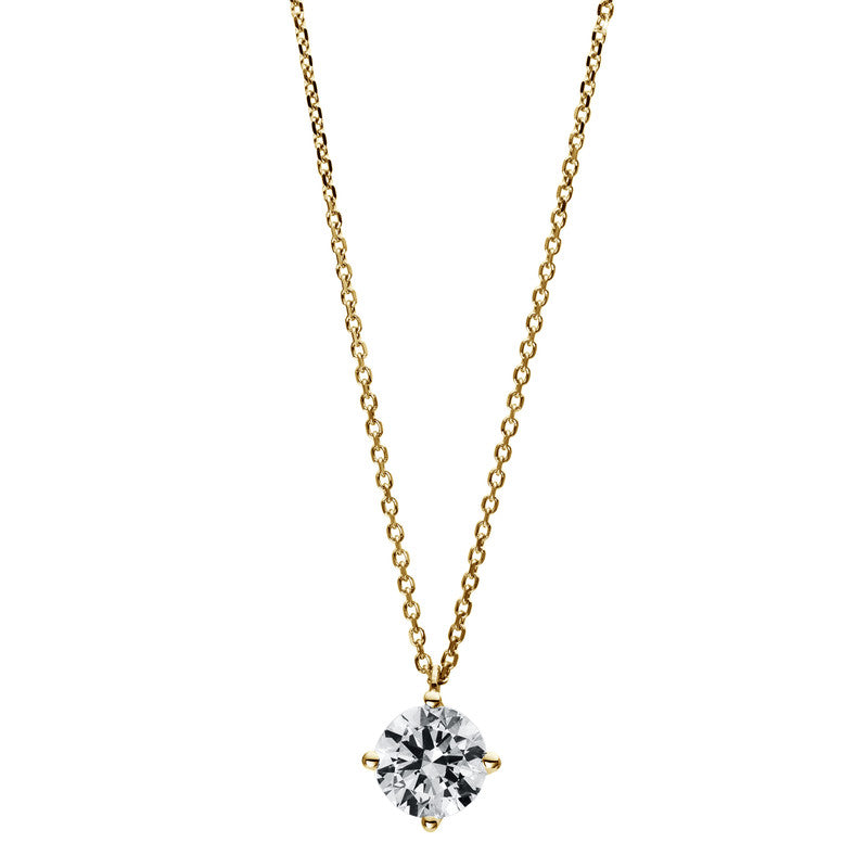 Collier 4er-Krappe 18 kt GG. 1 Brill. 0.76 ct. TW-si. L:45.0 cm