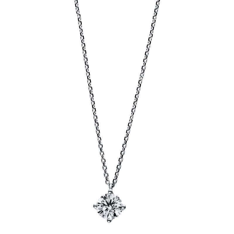 Collier 18 kt WG, mit ZÖ 42 cm, GIA2364343479, 1 Brill. 0,52 ct, F-vsi