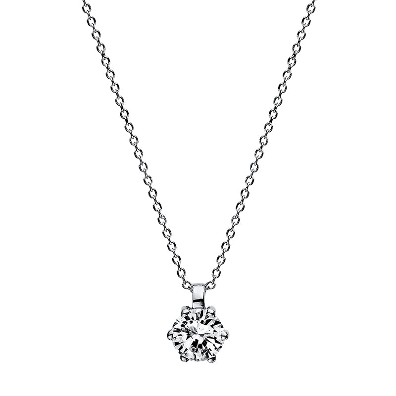 Collier 6er-Krappe 18 kt WG. 1 Brill. 0.25 ct. TW-si. L:42.0 cm. S:0.7 mm
