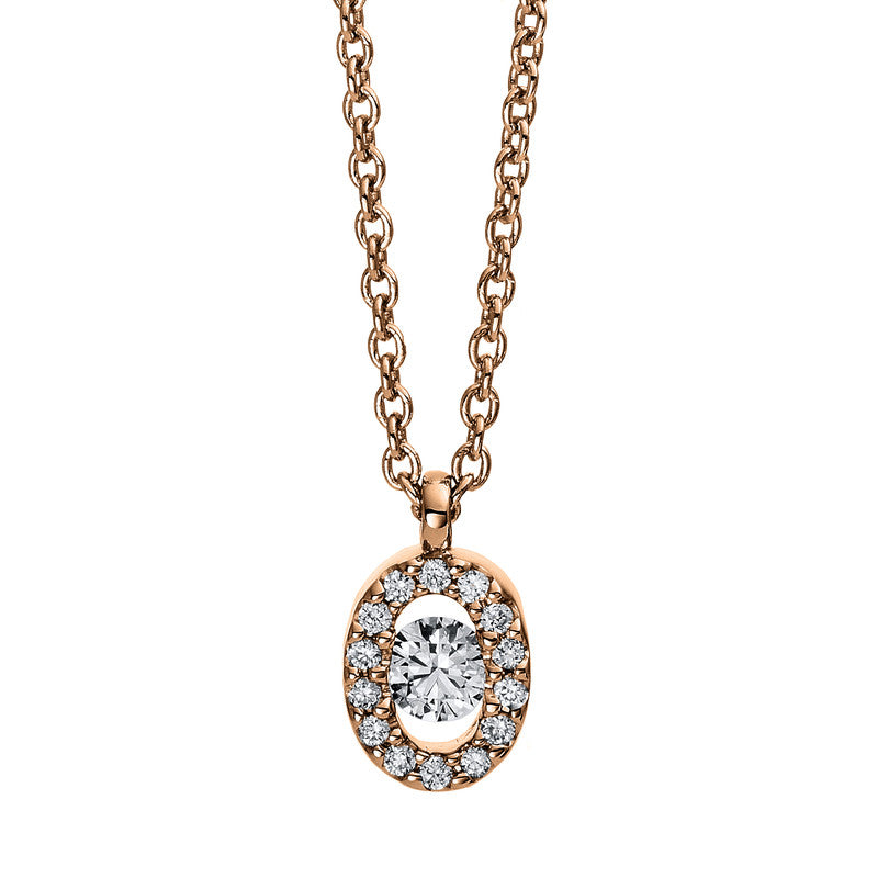 Collier 18 kt RG, mit Öse, 1 Brill. 0,06 ct, TW-si, 14 Brill. 0,05 ct, TW-si