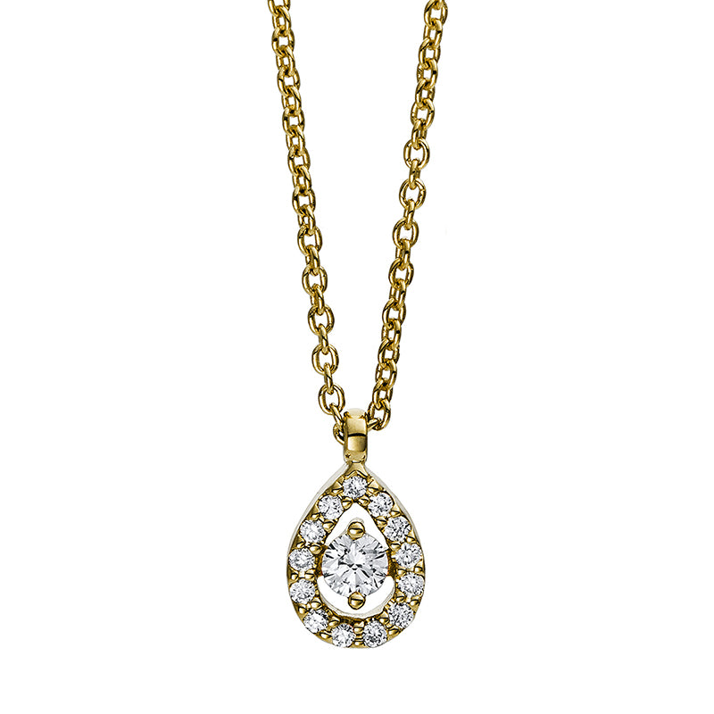 Collier 14 kt GG, mit Öse, 1 Brill. 0,05 ct, W-si, 13 Brill. 0,06 ct, W-si