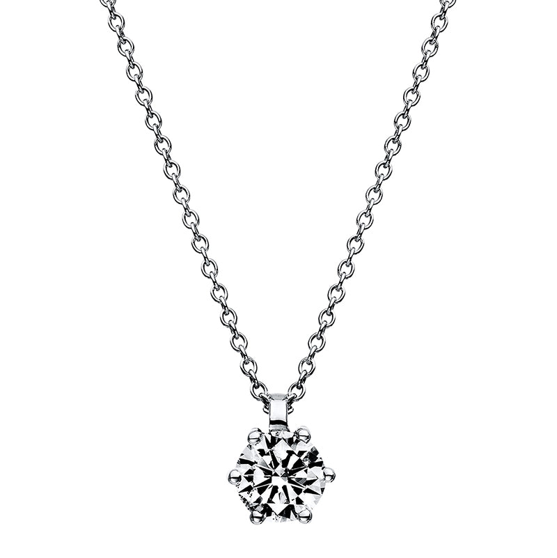 Collier 6er-Krappe 14 kt WG. GIA6402035584. 1 Brill. 0.50 ct. TW-si. L:42.0 cm