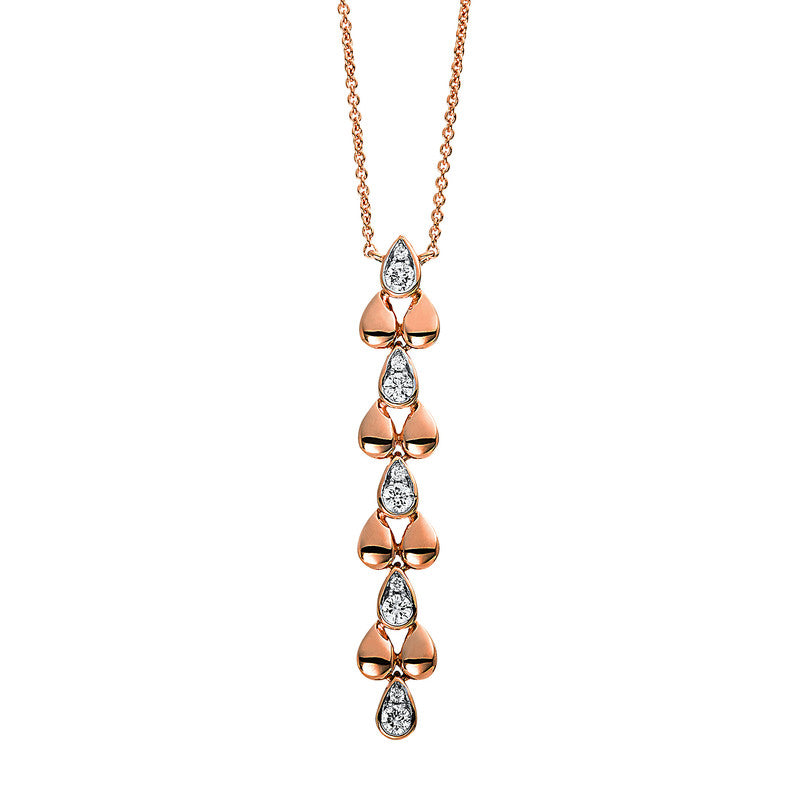 Collier 18 kt RG. 10 Brillanten 0.21 ct. TW-si. H:34.4 mm. B:5.7 mm. L:45.0 cm