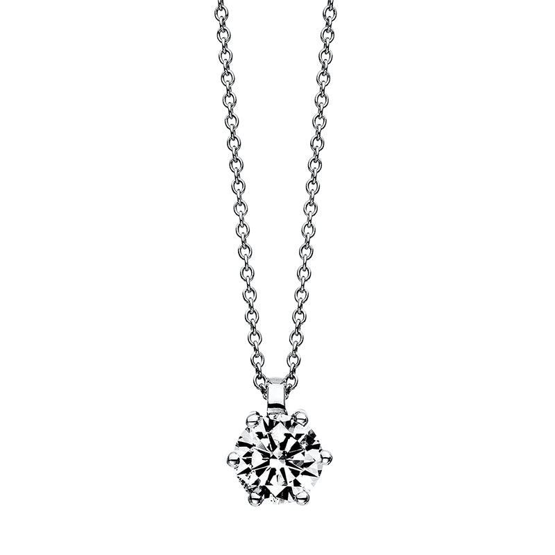 Collier 6er-Krappe 18 kt WG. 1 Brill. 1.00 ct. TW-si. L:42.0 cm