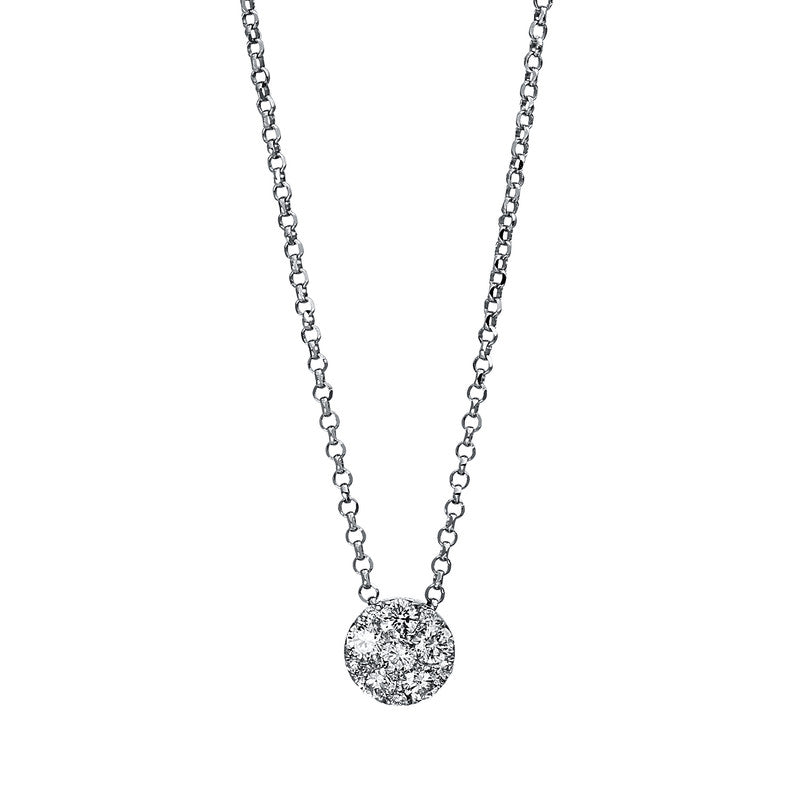 Collier 18 kt WG, mit ZÖ 38 cm + 41 cm, 15 Brill. 0,23 ct, TW-si