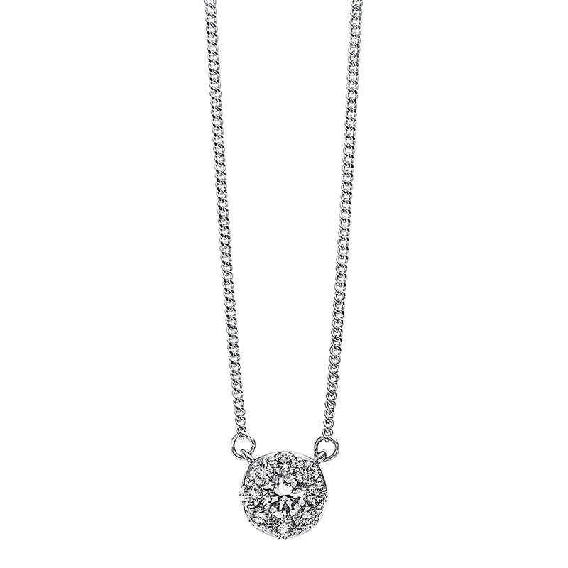 Collier 18 kt WG, 1 Brill. 0,15 ct, TW-si, 8 Brill. 0,18 ct, TW-si
