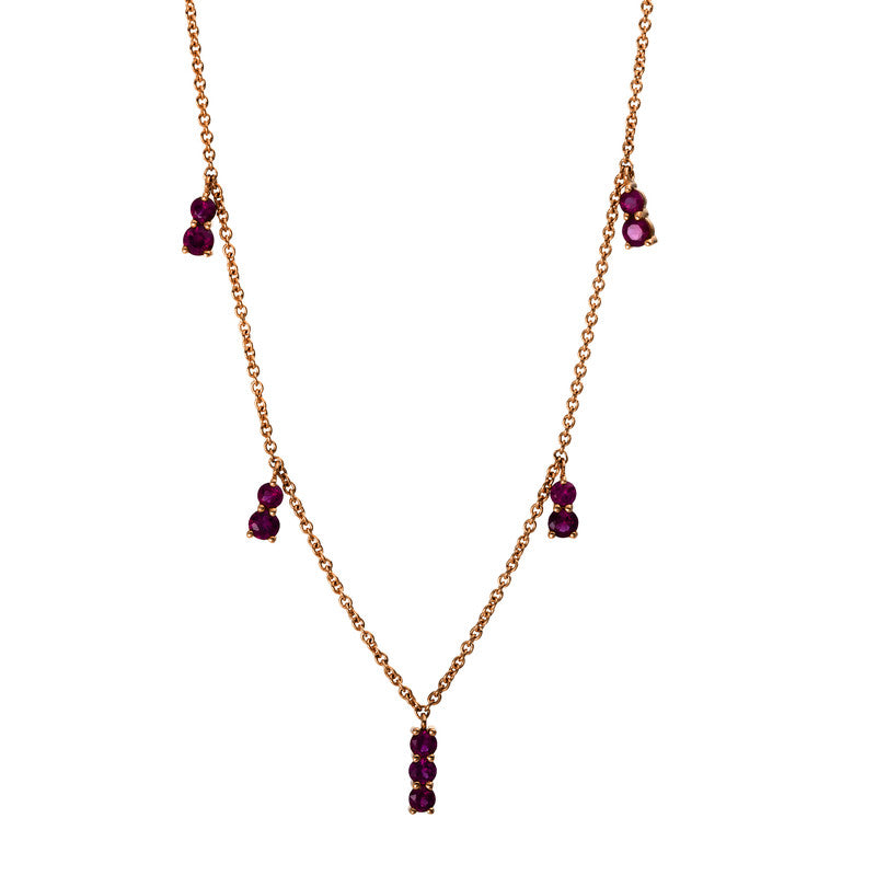 Collier 18 kt RG, 15 Rubine 1,10 ct rot