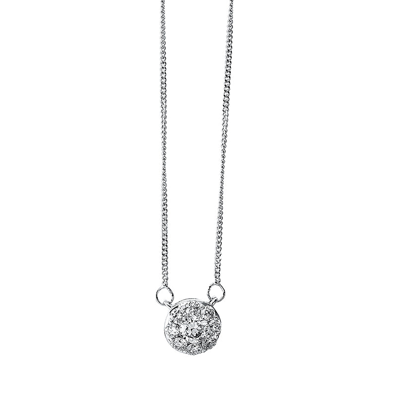 Collier 18 kt WG, 1 Brill. 0,12 ct, TW-si, 8 Brill. 0,13 ct, TW-si