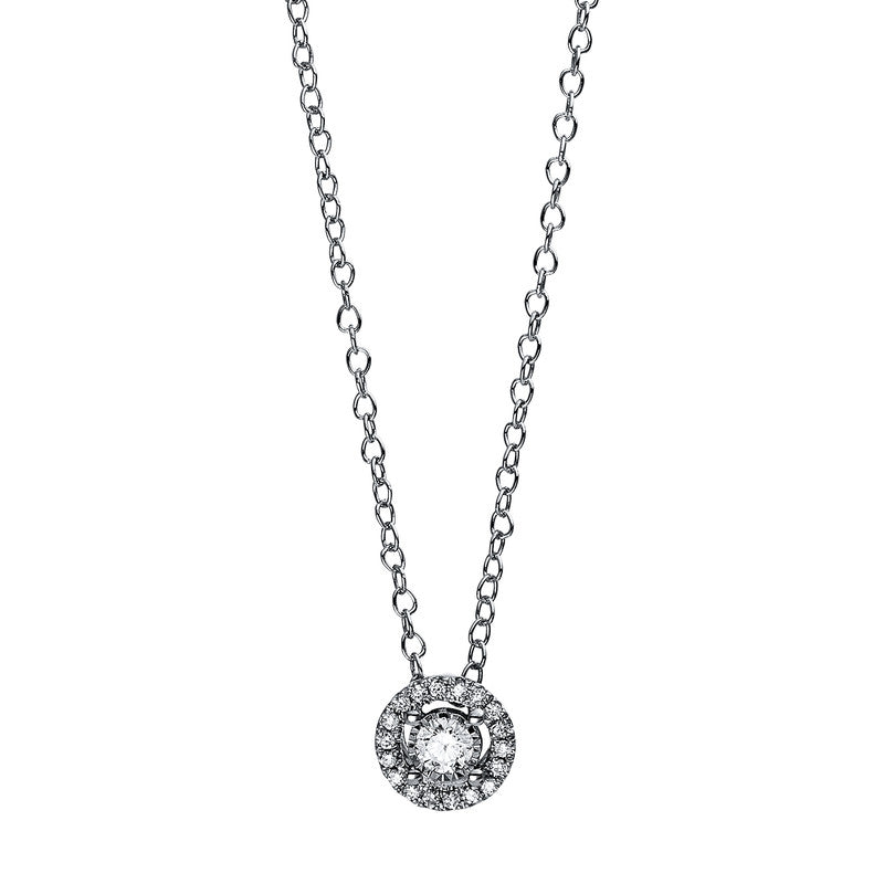 Collier 18 kt WG, Ankerkette, 19 Brill. 0,15 ct, TW-si