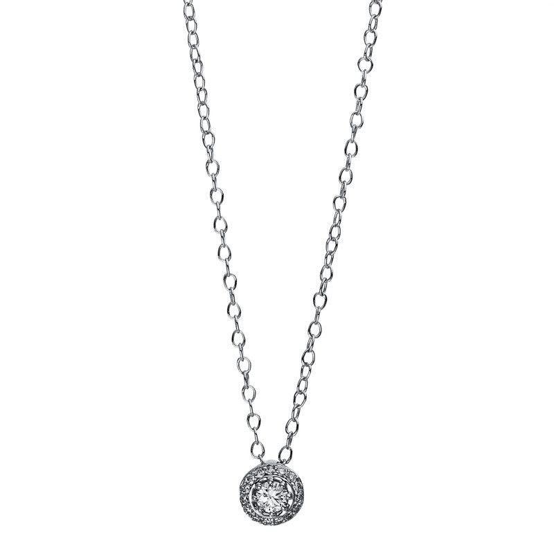 Collier 18 kt WG, Ankerkette, 16 Brill. 0,13 ct, TW-si