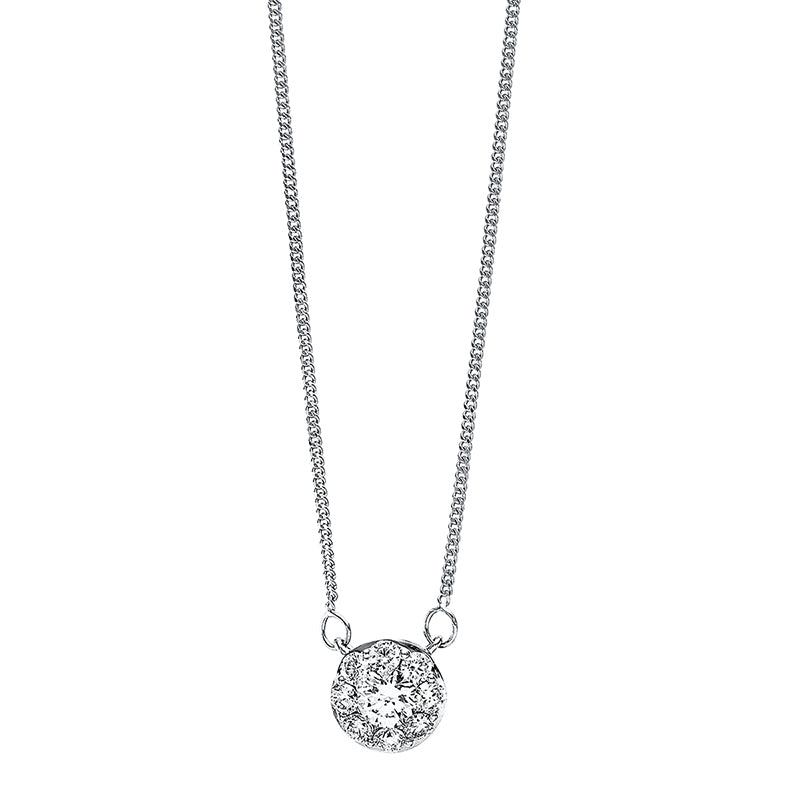 Collier 18 kt WG, 1 Brill. 0,25 ct, TW-si, 8 Brill. 0,26 ct, TW-si
