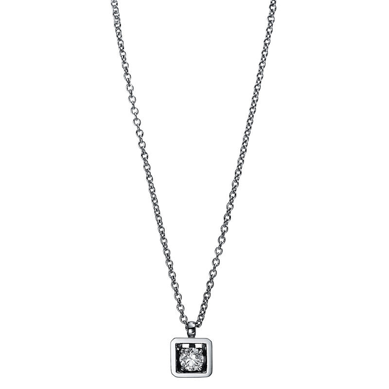 Collier 18 kt WG, 1 Brill. 0,10 ct, W-si