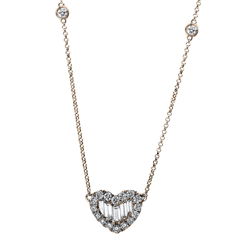 Collier 18 kt RG, 6 Bag. 0,22 ct, TW-si, 20 Brill. 0,54 ct, TW-si