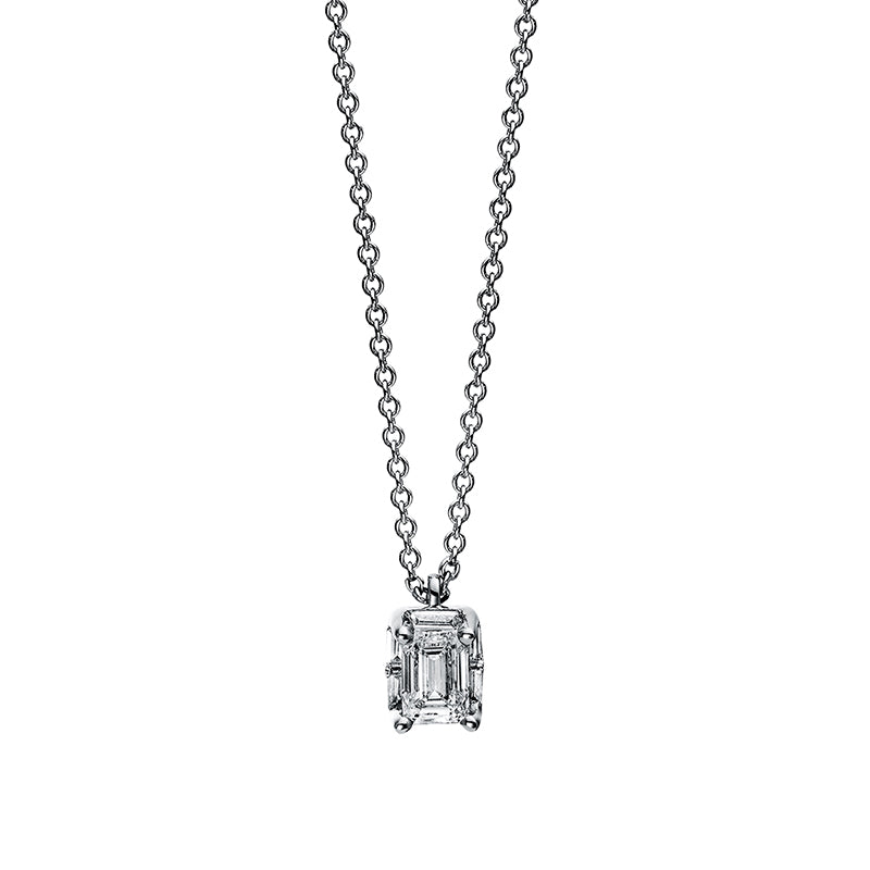 Collier 18 kt WG, mit ZÖ 40 cm, 1 Sm.schliff 0,38 ct, TW-si