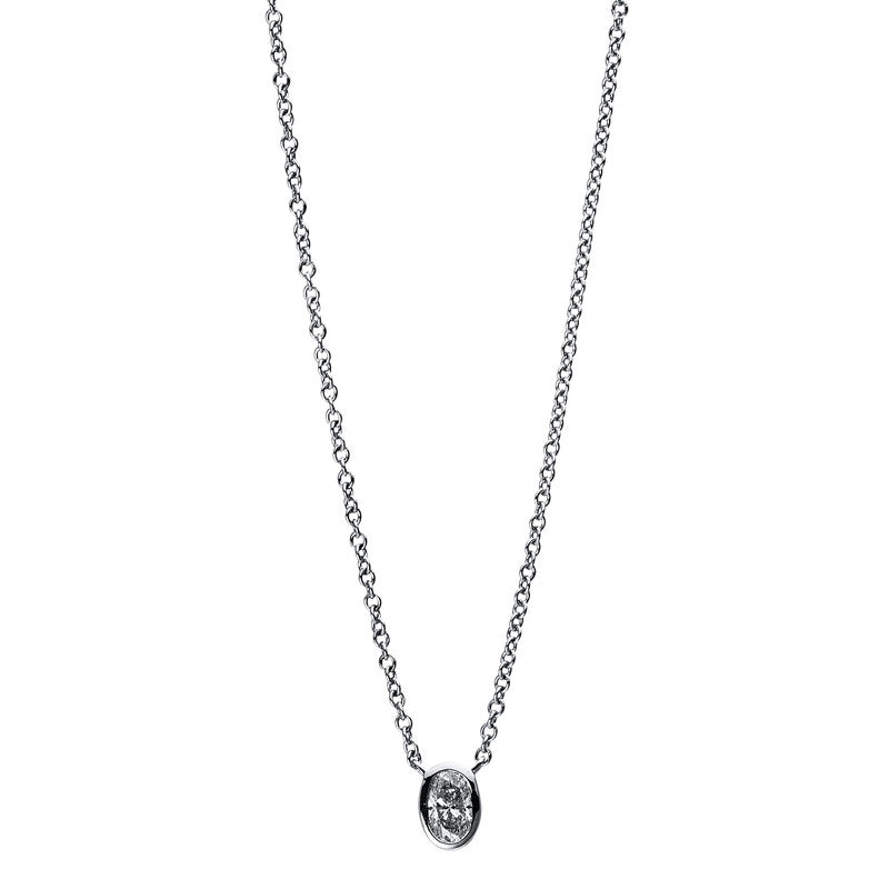 Collier 18 kt WG, 1 Oval 0,20 ct, TW-si