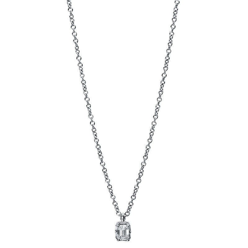 Collier 18 kt WG, 6 Bag. 0,04 ct, TW-si, 1 Sm.schliff 0,10 ct, TW-si