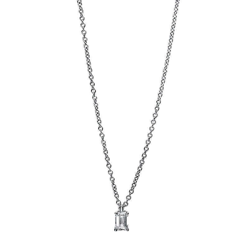 Collier 18 kt WG, Karabiner, 1 Sm.schliff 0,19 ct, TW-si