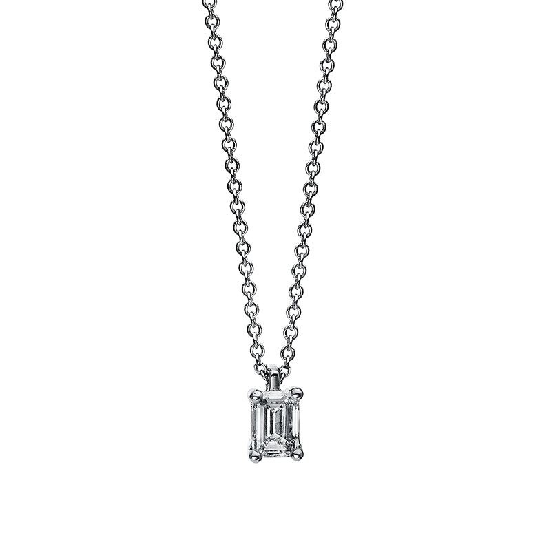 Collier 18 kt WG, Karabiner, 1 Sm.schliff 0,24 ct, TW-si