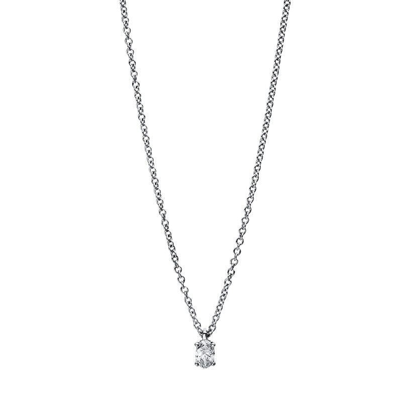 Collier 18 kt WG, 1 Oval 0,09 ct, TW-si