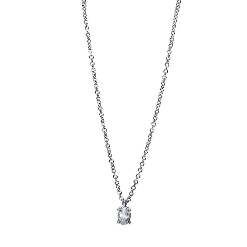 Collier 18 kt WG, 1 Oval 0,17 ct, TW-si