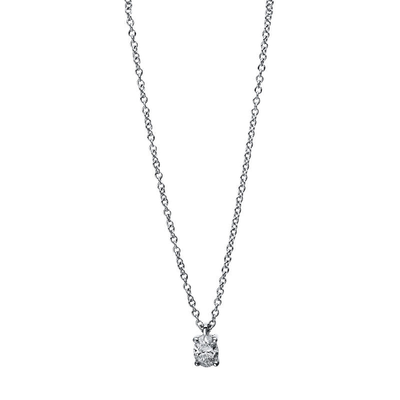 Collier 4er-Krappe 18 kt WG. 1 Oval 0.19 ct. TW-si. H:5.4 mm. B:3.3 mm. L:45.0 cm