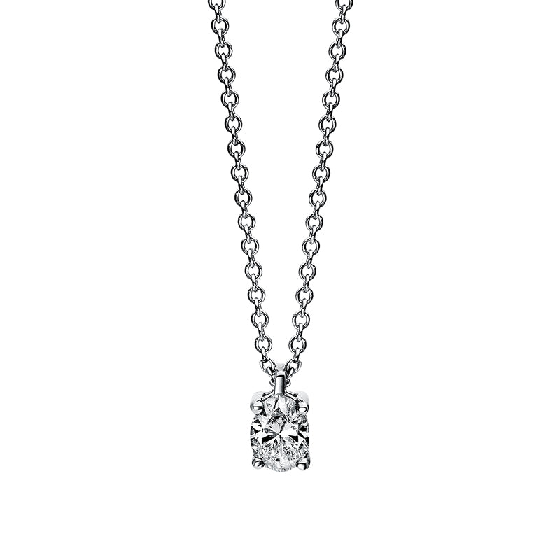 Collier 18 kt WG, 1 Oval 0,20 ct, TW-si