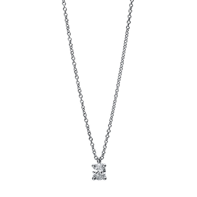 Collier 4er-Krappe 18 kt WG. 1 Oval 0.24 ct. TW-si. H:5.9 mm. B:3.9 mm. L:45.0 cm