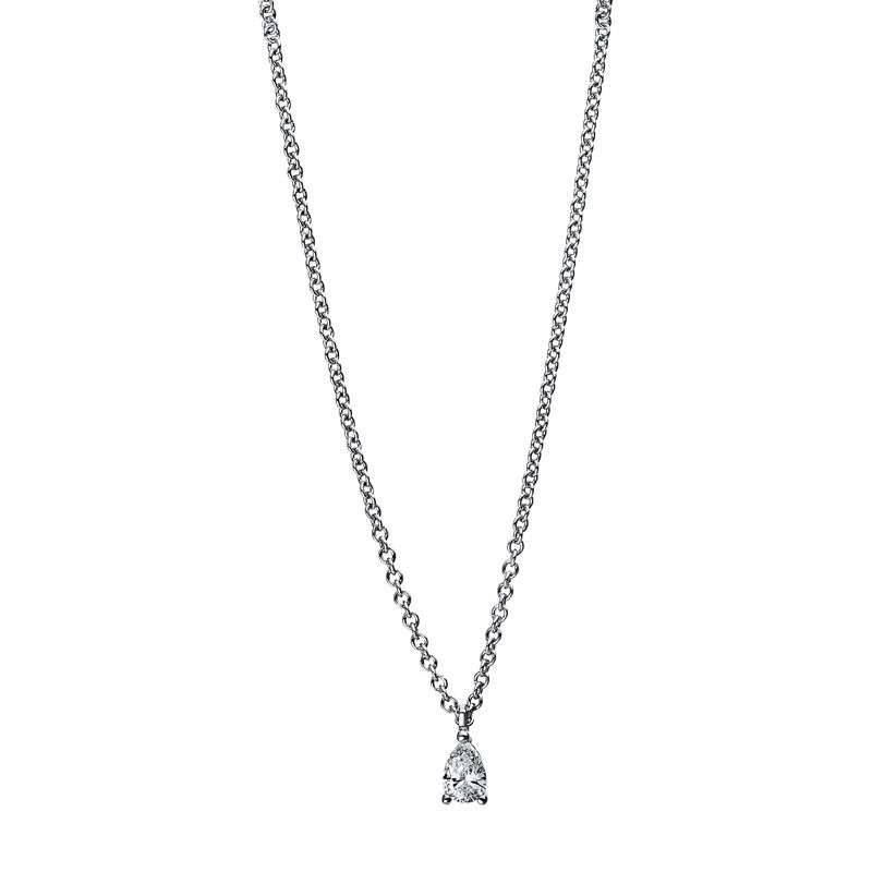 Collier 18 kt WG, 1 Tropfen 0,10 ct, TW-si