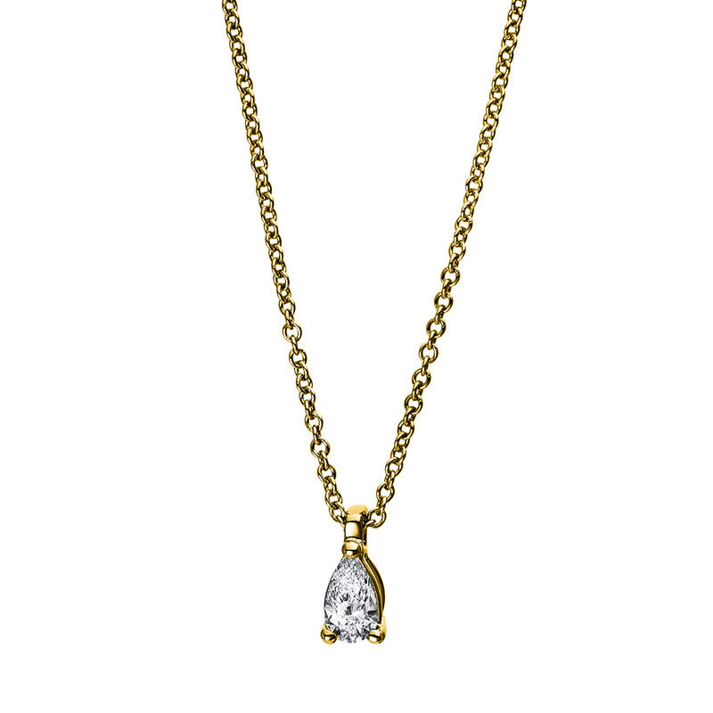Collier 3er-Krappe 18 kt GG. 1 Tropfen 0.15 ct. TW-si. H:7.0 mm. B:3.4 mm. L:45.0 cm