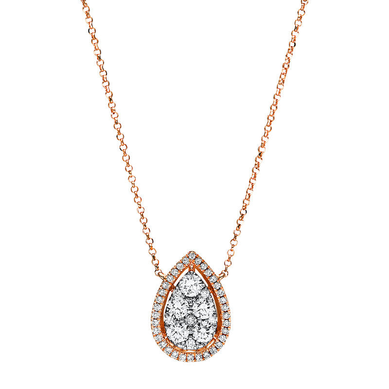 Collier 18 kt RG, 43 Brill. 0,21 ct, TW-si, 5 Brill. 0,53 ct, TW-si