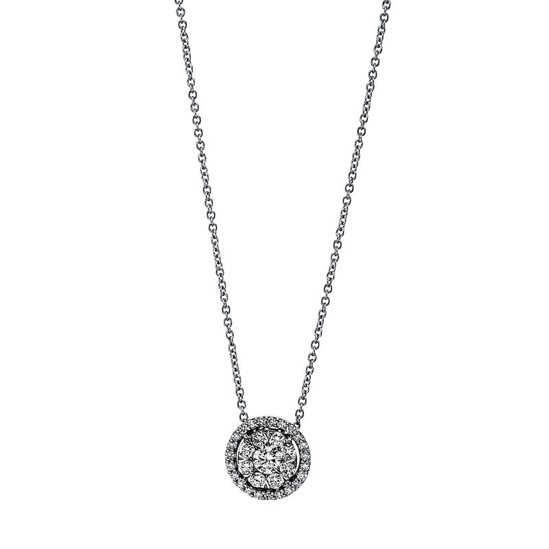 Collier 14 kt WG, mit ZÖ 42 cm, 32 Brill. 0,43 ct, TW-si